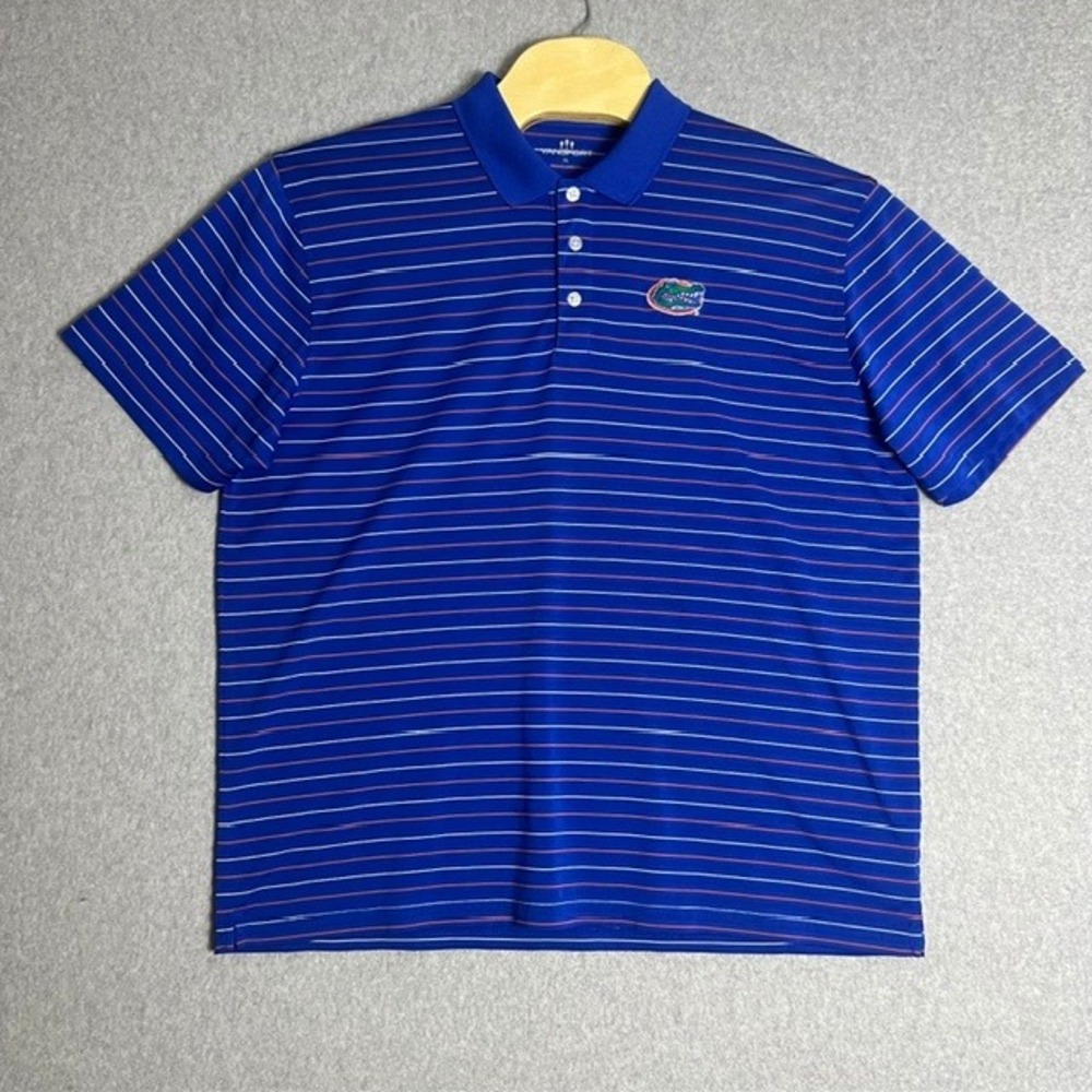 Vansport Men's Florida Gators Blue/Orange/White Striped Polo Shirt Size‎ XL
